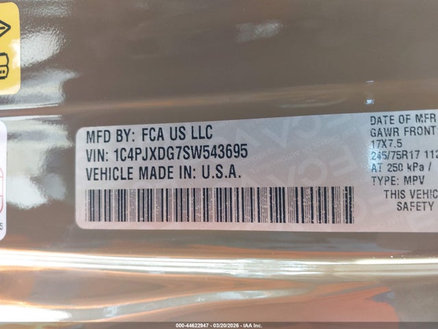 2025 Jeep Wrangler 4-door Sport 4x4 მანქანა იყიდება აუქციონზე, vin: 1C4PJXDG7SW543695, აუქციონის ნომერი: 44622947