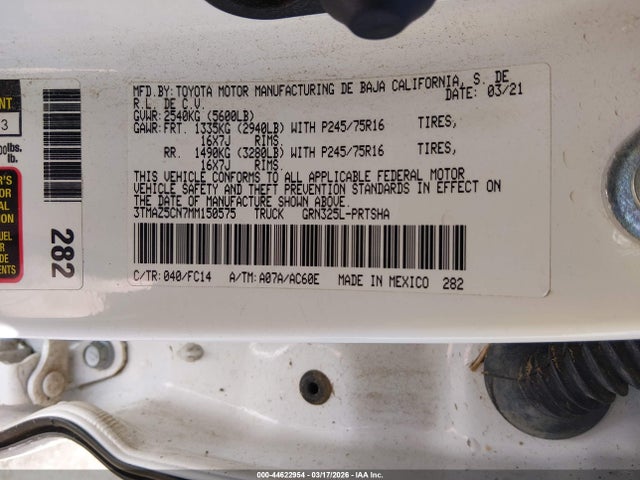 3TMAZ5CN7MM150575 Toyota Tacoma Sr5 V6