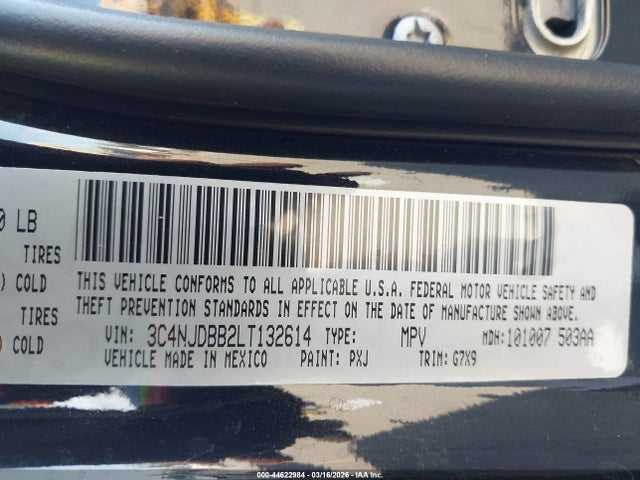 2020 Jeep Compass Altitude 4x4 მანქანა იყიდება აუქციონზე, vin: 3C4NJDBB2LT132614, აუქციონის ნომერი: 44622984