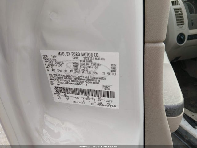 2012 Ford Escape Xlt მანქანა იყიდება აუქციონზე, vin: 1FMCU9DG6CKB55718, აუქციონის ნომერი: 44623010