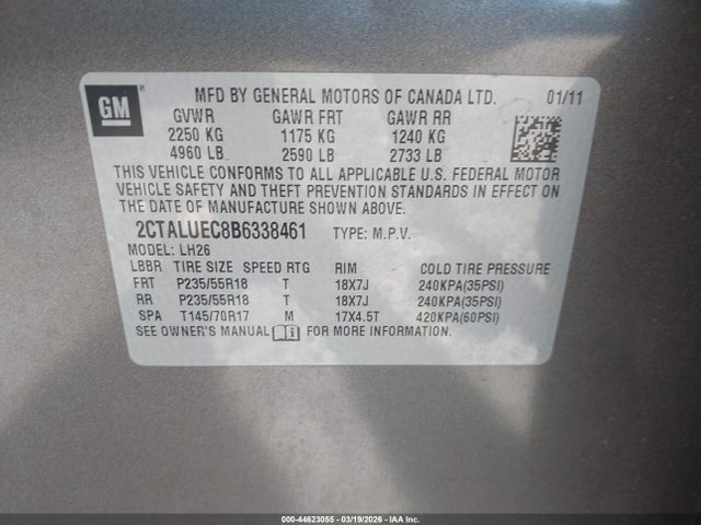 Продаж на аукціоні авто 2011 Gmc Terrain Slt-1, vin: 2CTALUEC8B6338461, номер лоту: 44623055