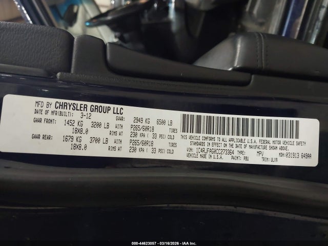 Aukcja sprzedaży 2012 Jeep Grand Cherokee Laredo, vin: 1C4RJFAG0CC273364, numer aukcji: 44623057