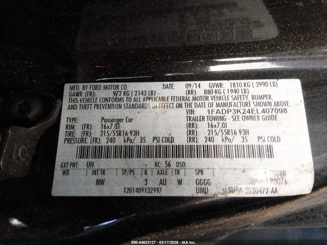 2014 FORD FOCUS 1FADP3K24EL407098 Photo 8
