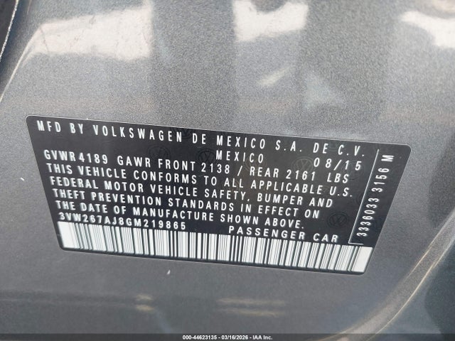 3VW267AJ8GM219865 Volkswagen Jetta 1.4t S