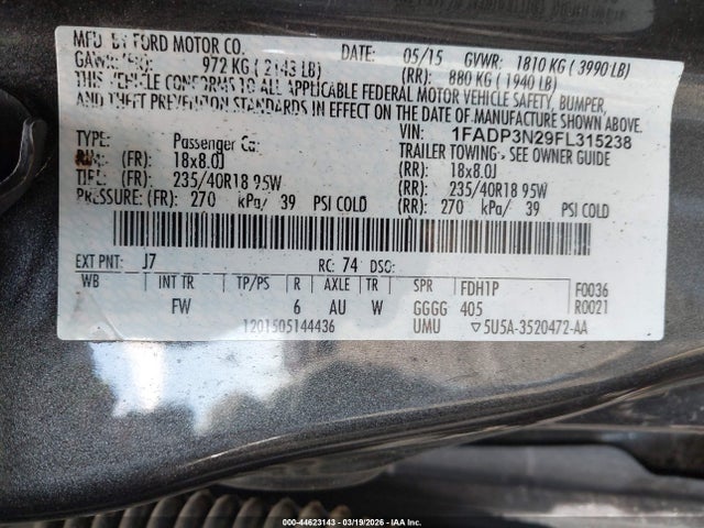 2015 FORD FOCUS 1FADP3N29FL315238 Photo 8
