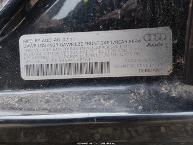 2012 AUDI A4 WAUBFAFL0CN004133 Photo 8