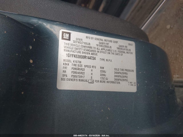 Продажа на аукционе авто 2008 Cadillac Escalade Standard, vin: 1GYFK63808R144724, номер лота: 44623174