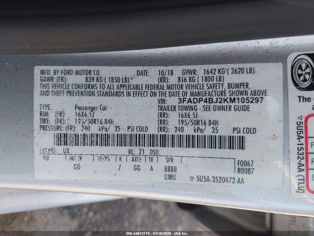 2019 FORD FIESTA 3FADP4BJ2KM105297 Photo 8