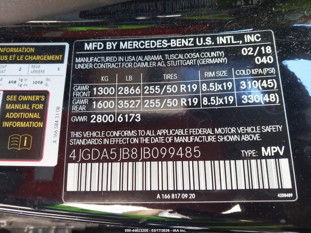 Продажа на аукционе авто 2018 Mercedes-benz Gle 350, vin: 4JGDA5JB8JB099485, номер лота: 44623200