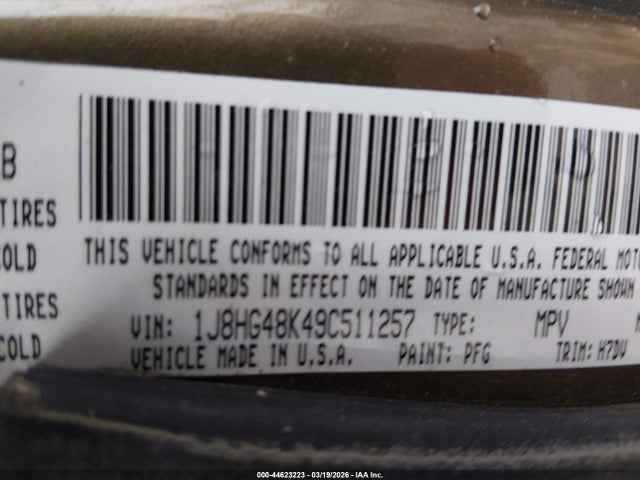 2009 Jeep Commander Sport მანქანა იყიდება აუქციონზე, vin: 1J8HG48K49C511257, აუქციონის ნომერი: 44623223