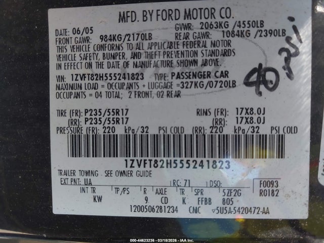 2005 FORD MUSTANG 1ZVFT82H555241823 Photo 8