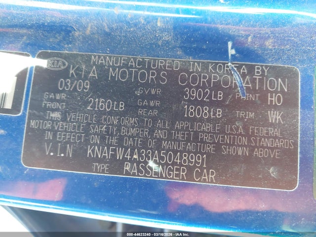 44623240 :رقم المزاد ، KNAFW4A33A5048991 vin ، 2010 Kia Forte Sx مزاد بيع