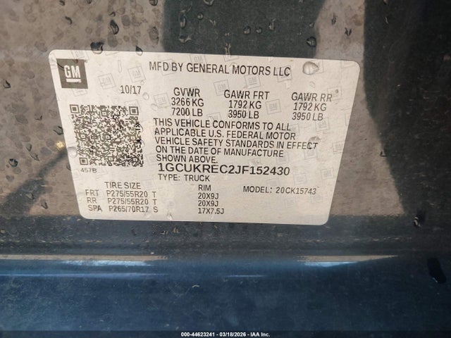1GCUKREC2JF152430 Chevrolet Silverado 1500 1lt