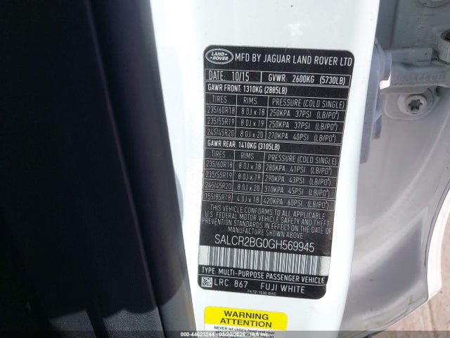 2016 LAND ROVER DISCOVERY SPORT SALCR2BG0GH569945 Photo 8