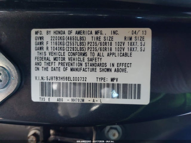 Aukcja sprzedaży 2014 Acura Rdx, vin: 5J8TB3H56EL000732, numer aukcji: 44623262