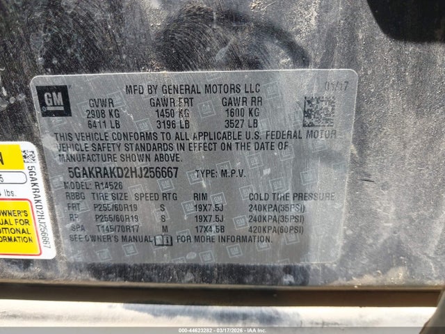 2017 BUICK ENCLAVE 5GAKRAKD2HJ256667 Photo 8