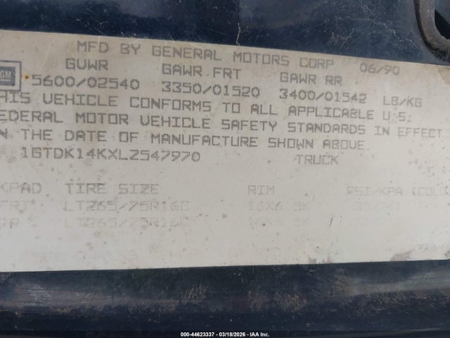 1990 GMC SIERRA 1GTDK14KXLZ547970 Photo 8