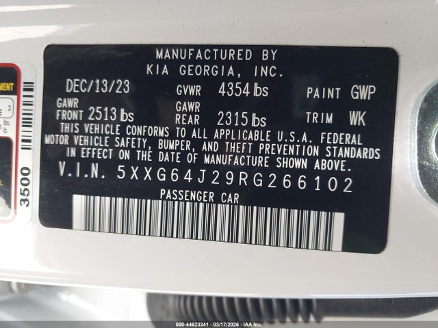 5XXG64J29RG266102 KIA K5 Gt-line
