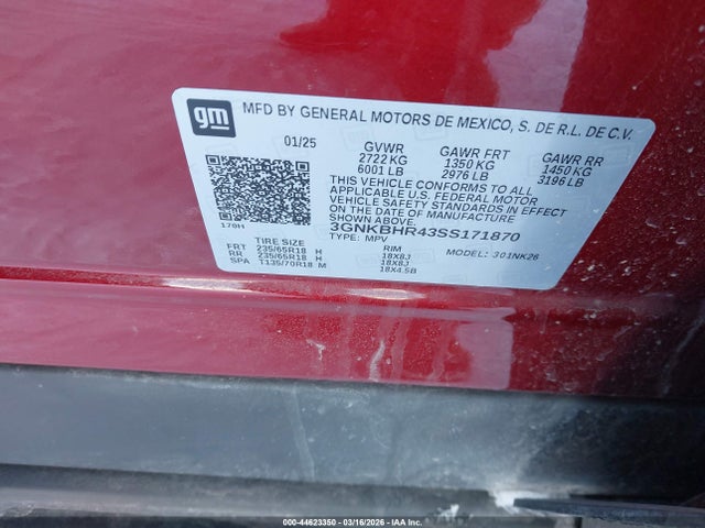 3GNKBHR43SS171870 Chevrolet Blazer Awd 2lt