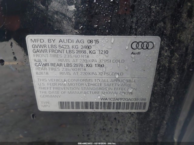 WA1C2AFP2GA039186 Audi Q5 2.0t Premium