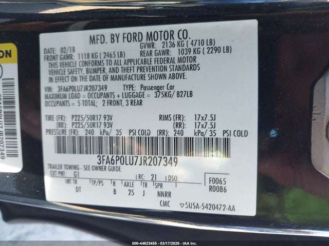 Ford Fusion Hybrid Se 2018 3FA6P0LU7JR207349 Image 9