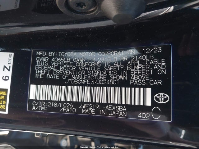 Toyota Corolla Hybrid Se 2024 JTDBCMFE7RJ024801 Image 9