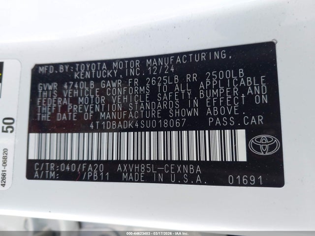 2025 TOYOTA CAMRY 4T1DBADK4SU018067 Photo 8