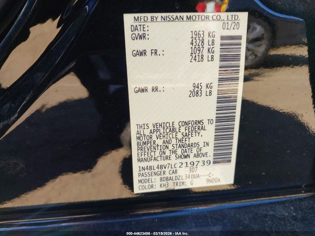 1N4BL4BV7LC219739 Nissan Altima S Fwd