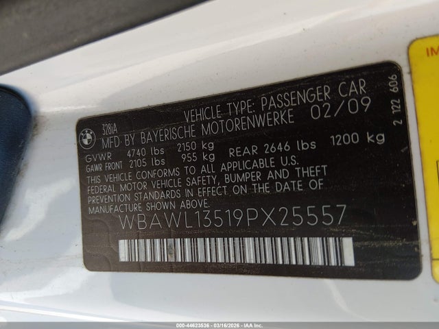 Aukcja sprzedaży 2009 Bmw 328i, vin: WBAWL13519PX25557, numer aukcji: 44623536