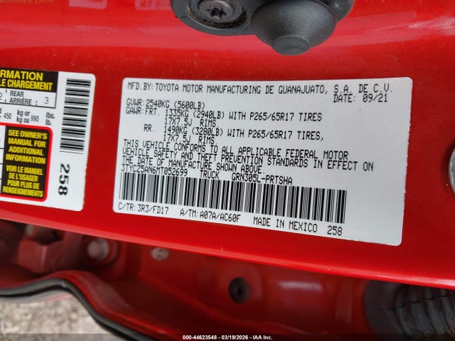Продаж на аукціоні авто 2021 Toyota Tacoma Sr V6/sr5 V6/trd Off-road/trd Pro/trd Sport, vin: 3TYCZ5AN6MT052699, номер лоту: 44623548