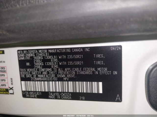 Aukcja sprzedaży 2024 Lexus Rx 350 Premium Plus, vin: 2T2BAMBAXRC035193, numer aukcji: 44623561