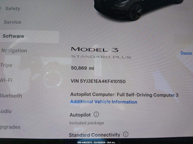 44623575 :رقم المزاد ، 5YJ3E1EA4KF410150 vin ، 2019 Tesla Model 3 Long Range/mid Range/standard Range/standard Range Plus مزاد بيع