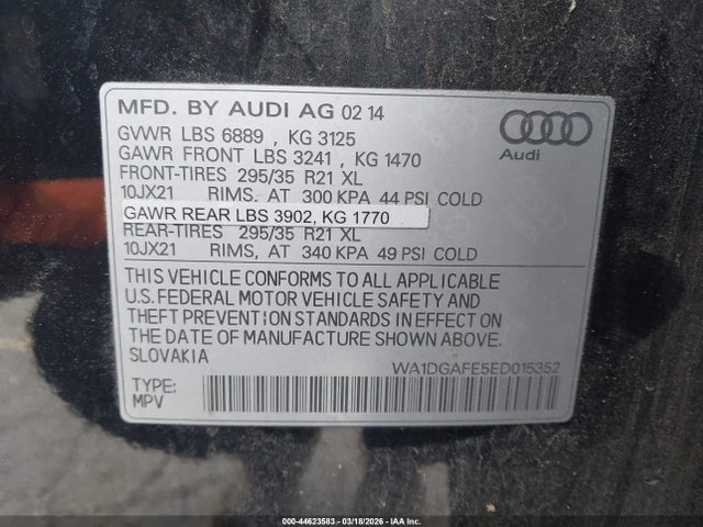 WA1DGAFE5ED015352 Audi Q7 3.0t S Line Prestige