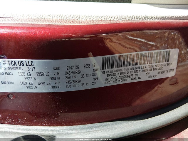 44623588 :رقم المزاد ، 2C4RC1GG2HR837079 vin ، 2017 Chrysler Pacifica Limited مزاد بيع