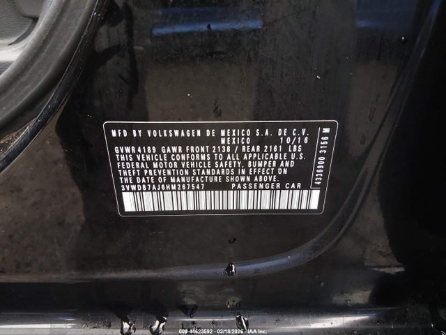 3VWDB7AJ6HM267547 Volkswagen Jetta 1.4t Se