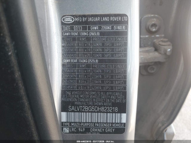2013 LAND ROVER RANGE ROVER EVOQUE SALVT2BG5DH823218 Photo 8