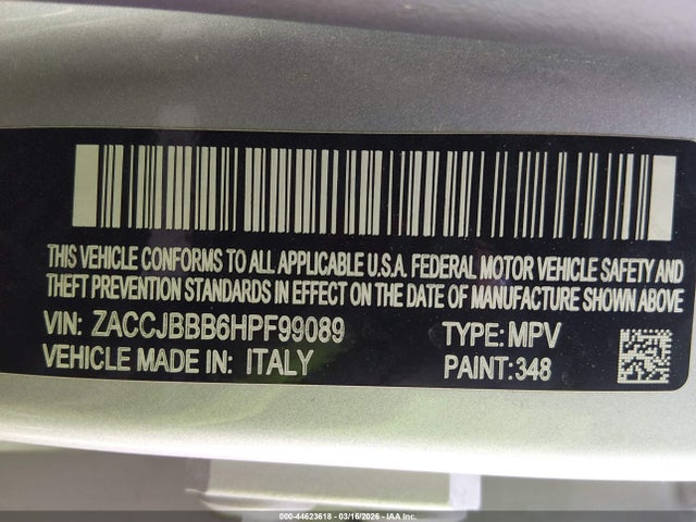 ZACCJBBB6HPF99089 Jeep Renegade Altitude 4x4