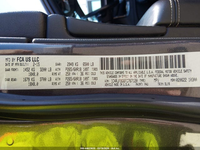 1C4RJFBG6FC767120 Jeep Grand Cherokee Limited