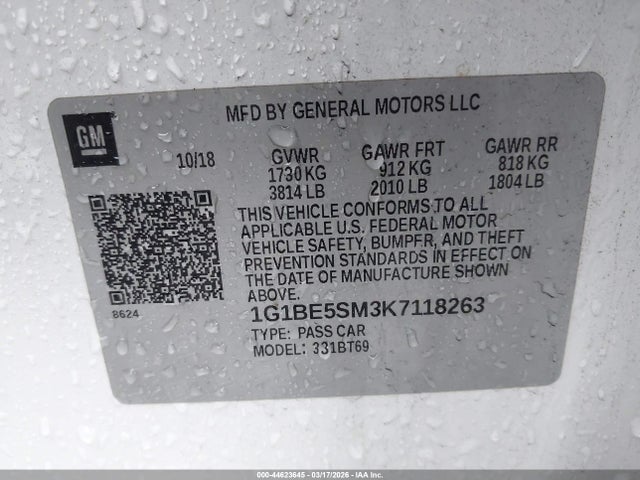 1G1BE5SM3K7118263 Chevrolet CRUZE LT