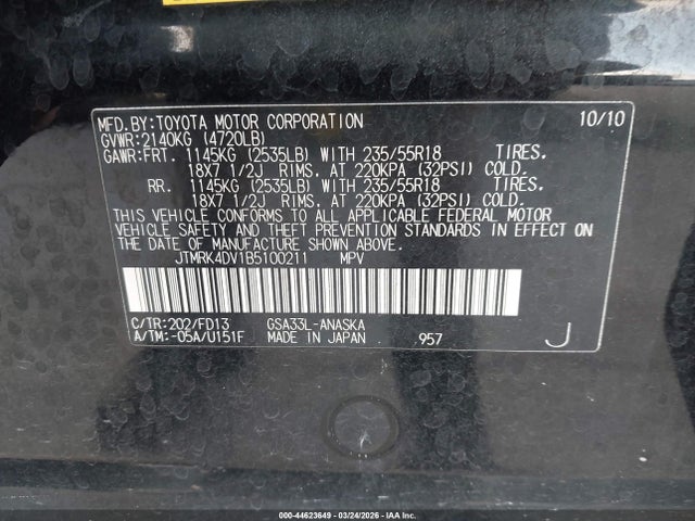 2011 TOYOTA RAV4 JTMRK4DV1B5100211 Photo 8