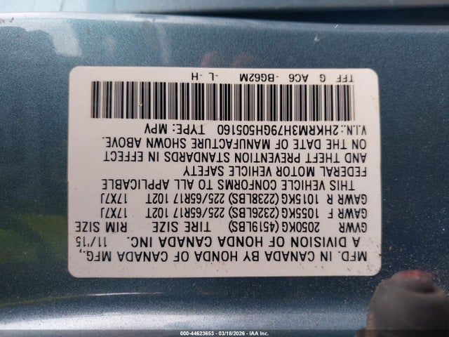 Aukcja sprzedaży 2016 Honda Cr-v Ex-l, vin: 2HKRM3H79GH505160, numer aukcji: 44623653