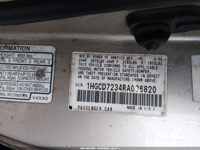 1994 HONDA ACCORD 1HGCD7234RA036820 Photo 8