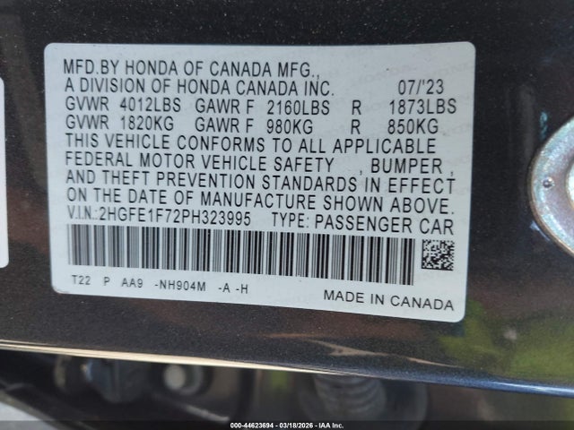 2023 HONDA CIVIC 2HGFE1F72PH323995 Photo 8