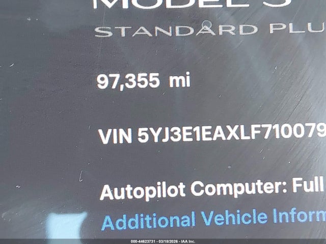 Aukcja sprzedaży 2020 Tesla Model 3 Standard Range Plus Rear-wheel Drive/standard Range Rear-wheel Drive, vin: 5YJ3E1EAXLF710079, numer aukcji: 44623731