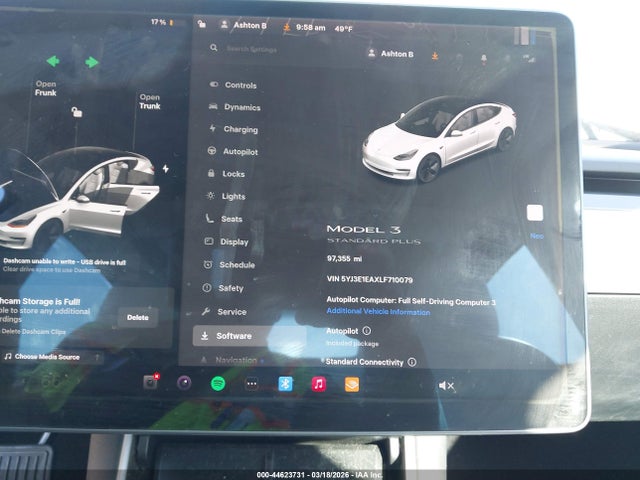 Aukcja sprzedaży 2020 Tesla Model 3 Standard Range Plus Rear-wheel Drive/standard Range Rear-wheel Drive, vin: 5YJ3E1EAXLF710079, numer aukcji: 44623731