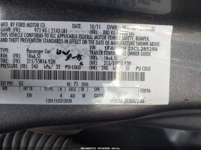 2012 FORD FOCUS 1FAHP3F23CL285259 Photo 8