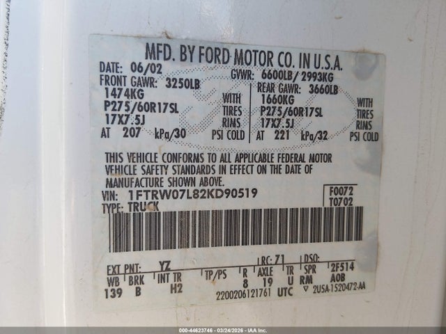 2002 FORD F-150 1FTRW07L82KD90519 Photo 8