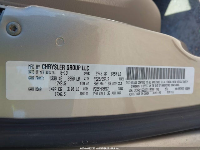 44623755 :رقم المزاد ، 2C4RC1GG1ER115369 vin ، 2014 Chrysler Town & Country Limited مزاد بيع