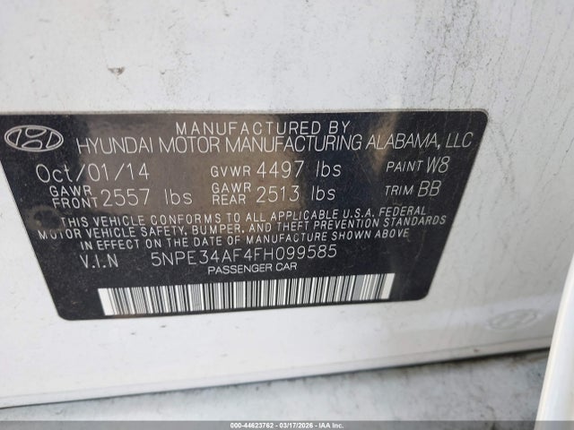 Hyundai Sonata Sport 2015 5NPE34AF4FH099585 Image 9