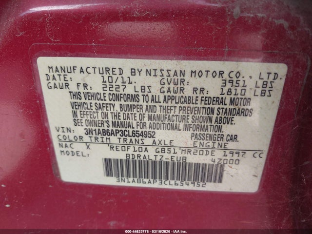 2012 NISSAN SENTRA 3N1AB6AP3CL654952 Photo 8